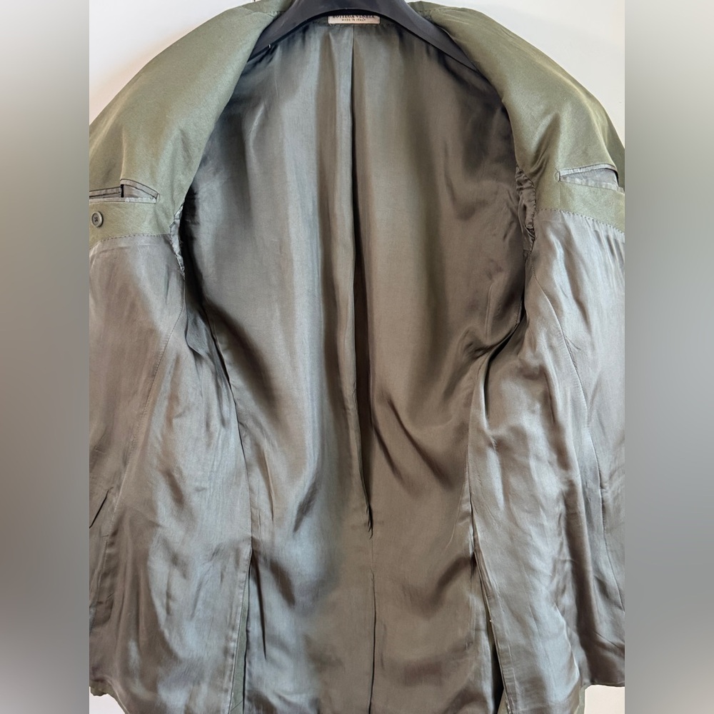 BOTTEGA VENETA COTTON BLEND SUIT OLIVE ARMY GREEN SUMMER WEDDING EU 52 / US 42 - Picture 5 of 14